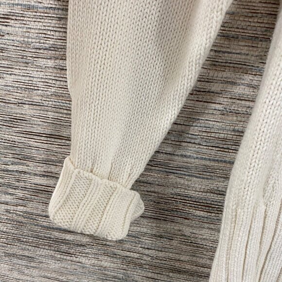 Ruff Hewn Chunky Knit Cream Turtleneck Sweater With Rolled Cuffs & Ribbed Hem L - Picture 4 of 7